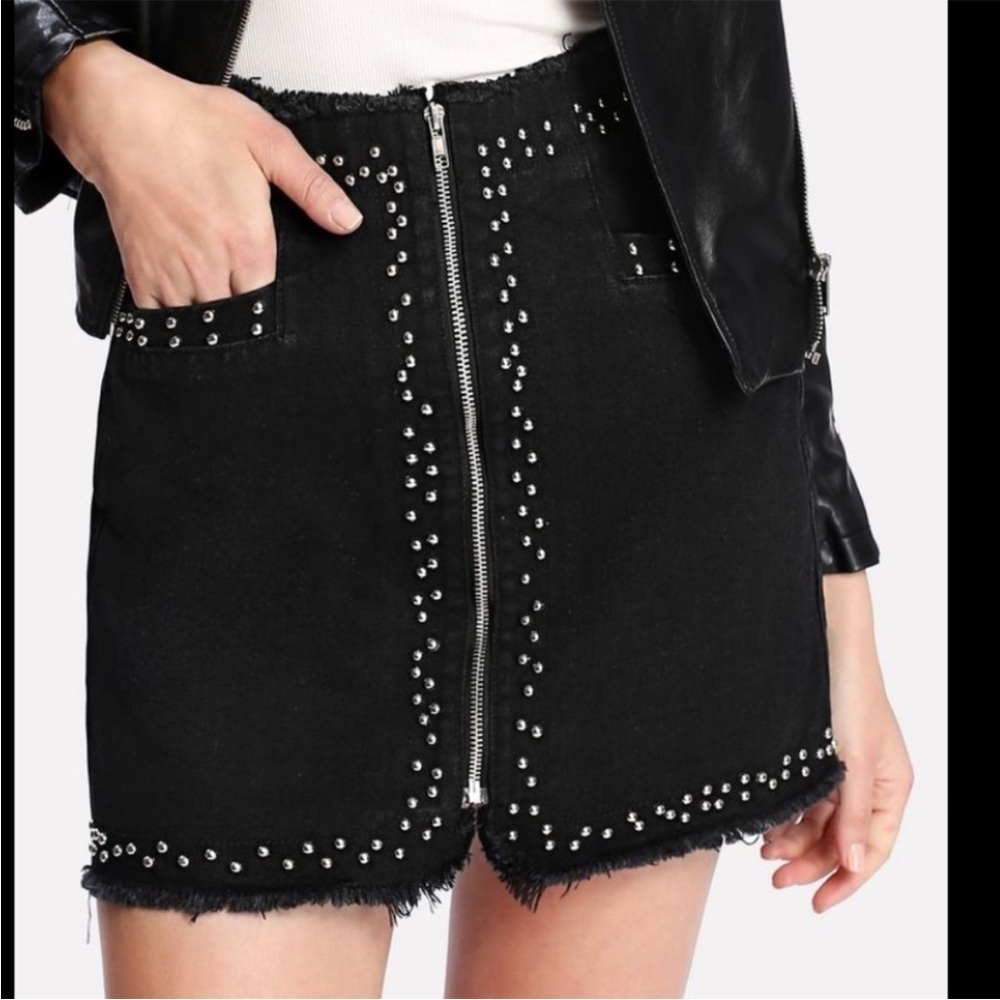 Pistola black studded zip All Star mini skirt